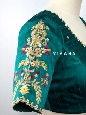 NEW ARRIVAL- Heavy embroidery on sleeves with scallop edging all over the blouse