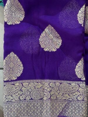 Pure georgette banarasi saree in violet color