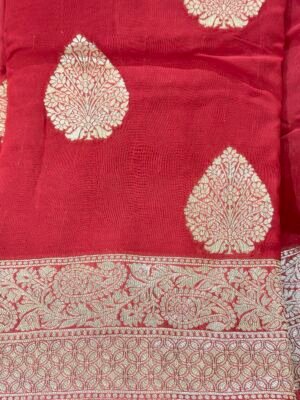 Pure georgette banarasi saree in red color