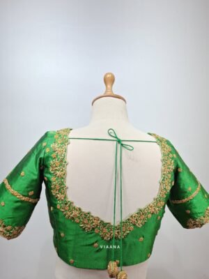 Zardozi floral handwork blouse with bead detailing