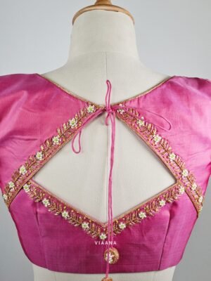 Zardozi with floral and pearl Highlighted handwork blouse
