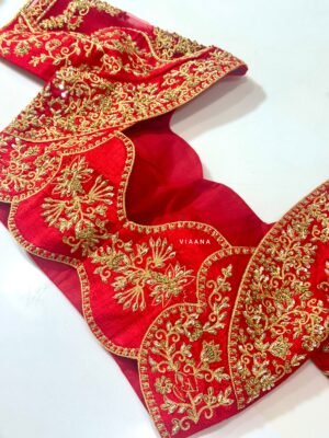 Intricate golden Zardozi embroidery handwork blouse