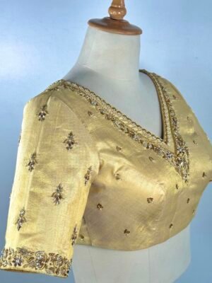 Gold and silver zardosi handwork blouse