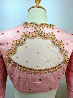 Multi-color knots floral design aari/maggam handwork blouse with full sleeves