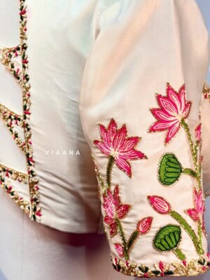 Lotus embroidery design aari handwork blouse