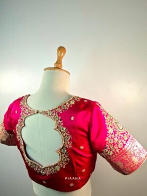 Intricate zari and threadwork with Zardozi loading line embroidery blouse