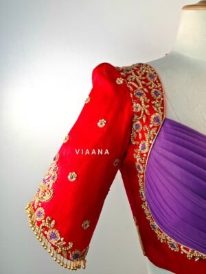 Stunning cutdana, beads and threadwork with dangles and motifs on sleeves